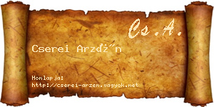 Cserei Arzén névjegykártya